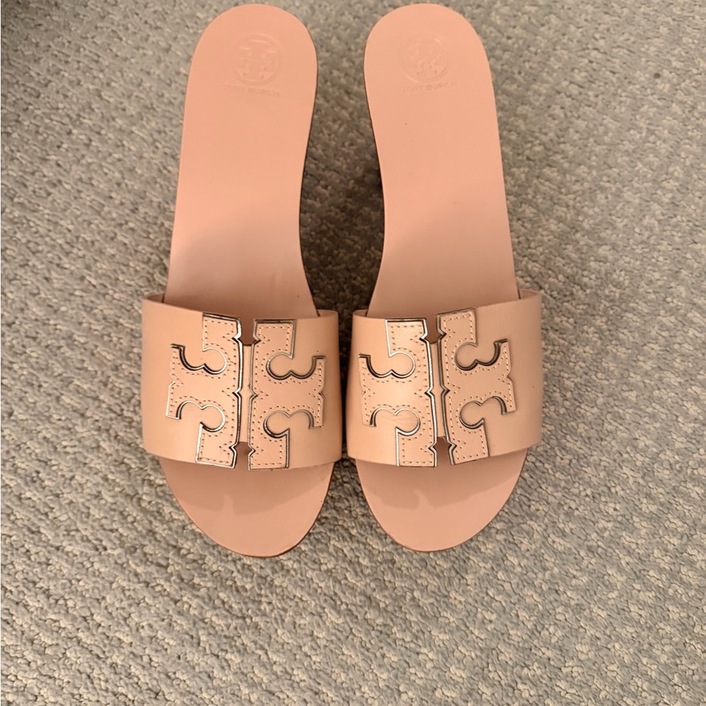 Tory Burch Beige Slide Sandals